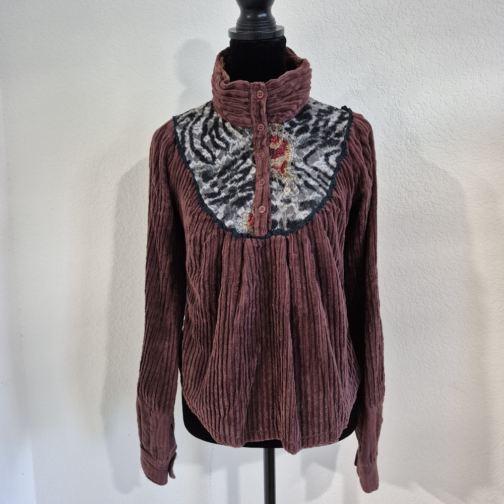 Women's Burgundy Textured Blouse